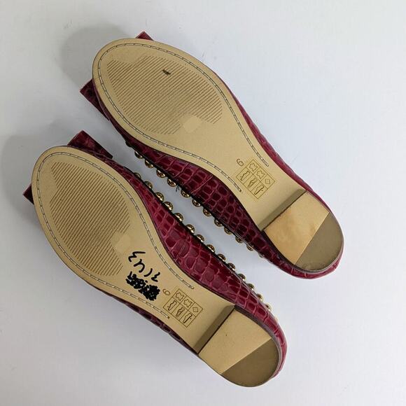 Jeffrey Campbell Dauphine Studded Ballet Flats 6 Croc Burgundy Patent Punk - Picture 11 of 15